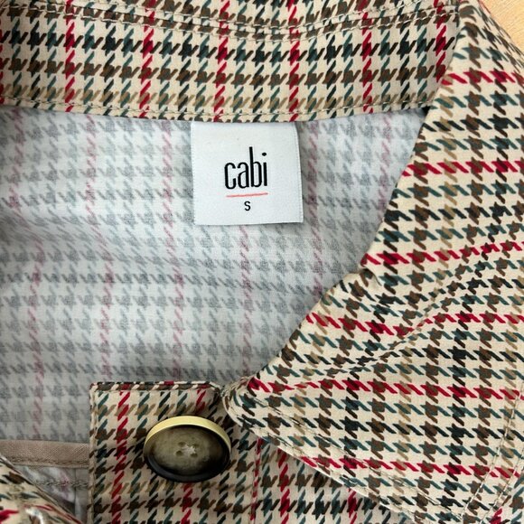 CAbi Jacket Small Red Sherlock Houndstooth Plaid Button Front Chore Coat Pockets - Picture 8 of 13